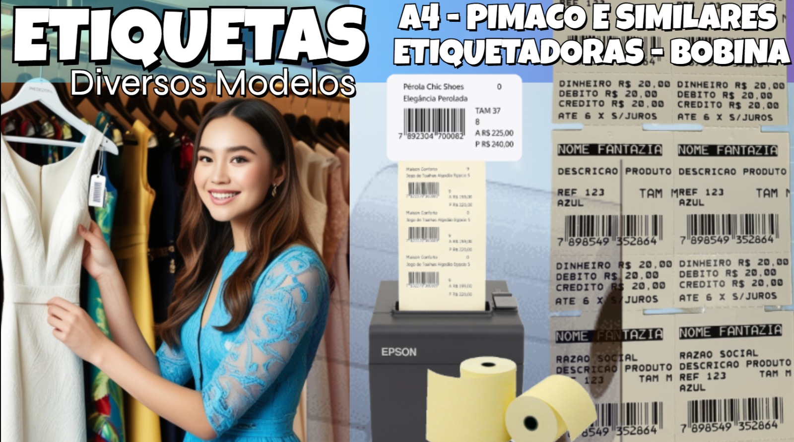 ETIQUETAS A4- ETIQUETADORAS- BOBINA DE CUPOM